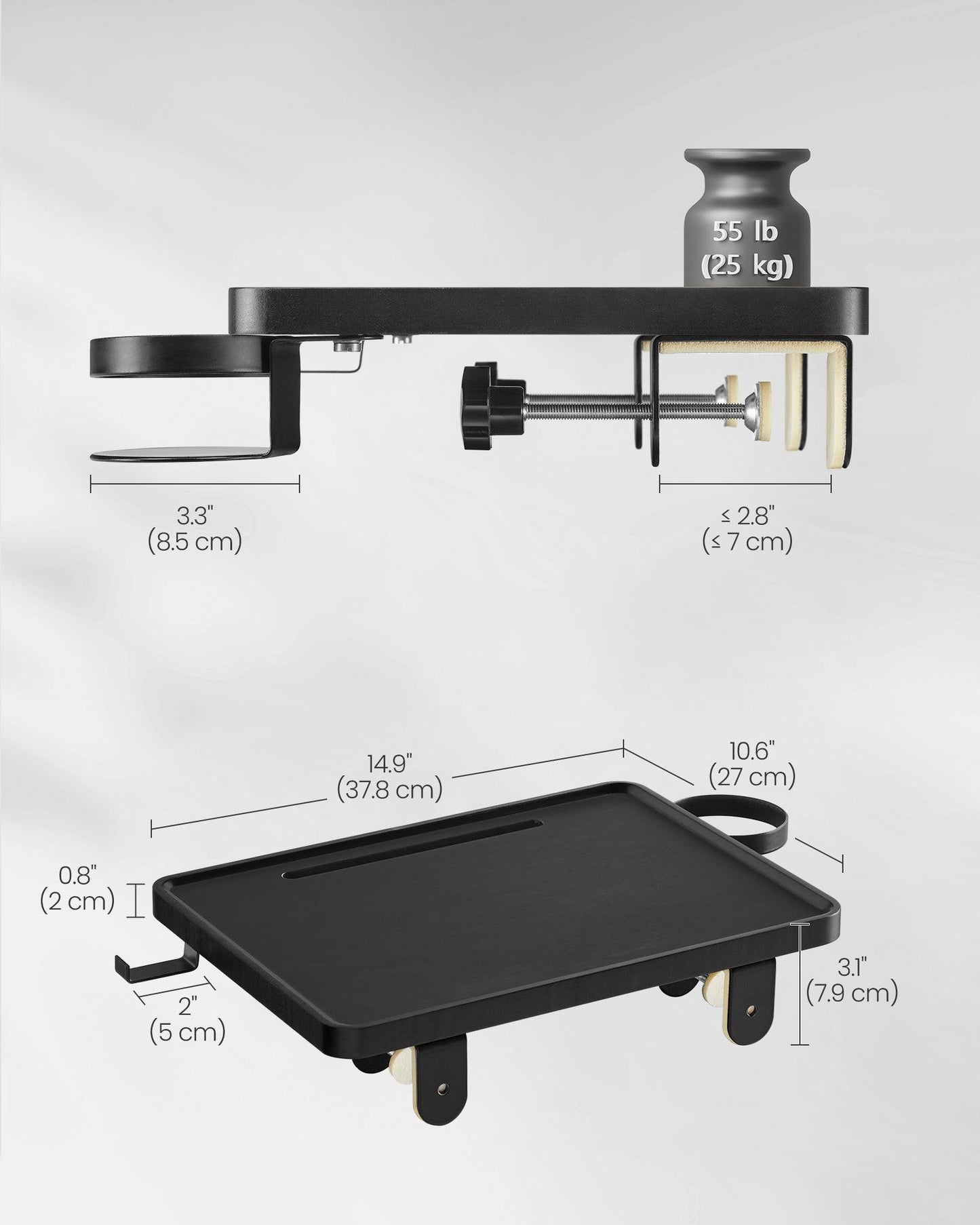 Bedside Shelf with Phone Slot, Cup Holder and Hook Ink Black FredCo