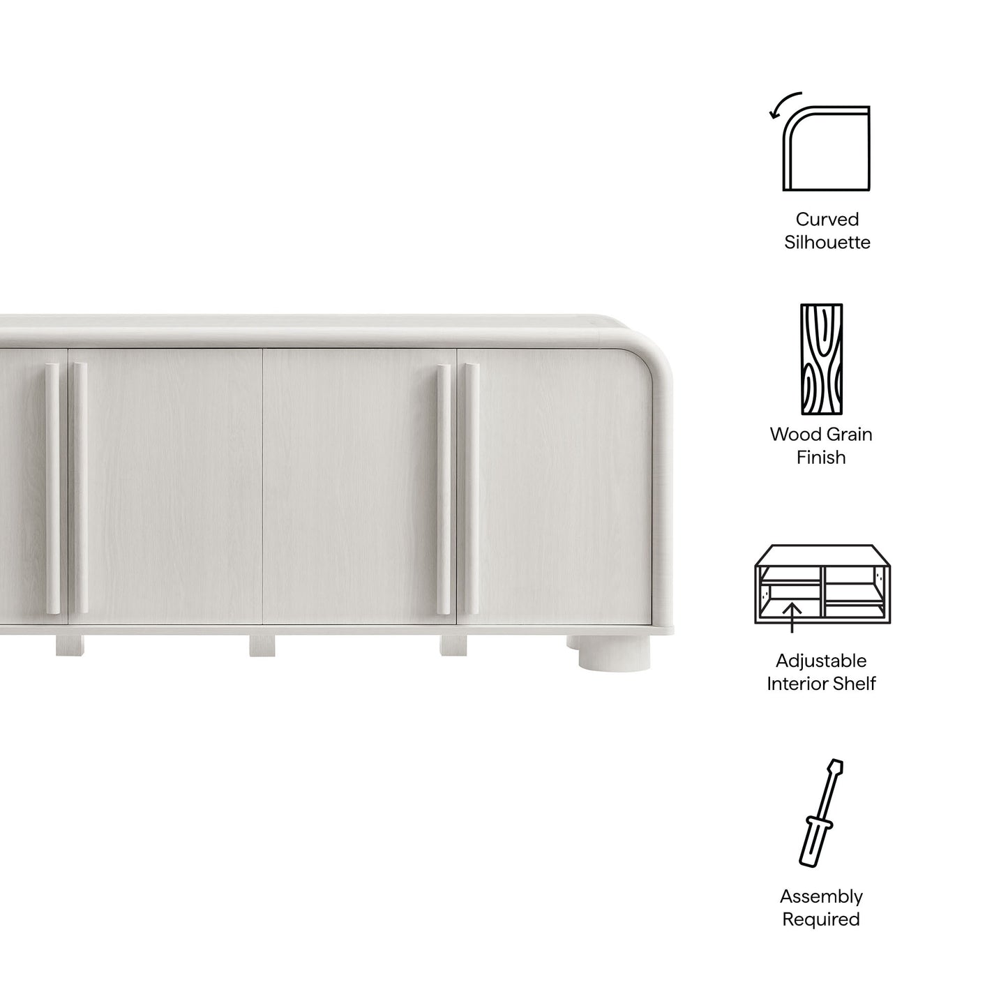 Bellamy Curved 4-Door Sideboard Cabinet by Modway EEI-7315 FredCo