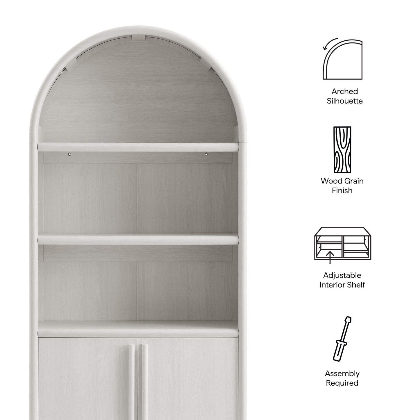 Bellamy Tall Arched Display Cabinet Bookcase by Modway EEI-7314 FredCo