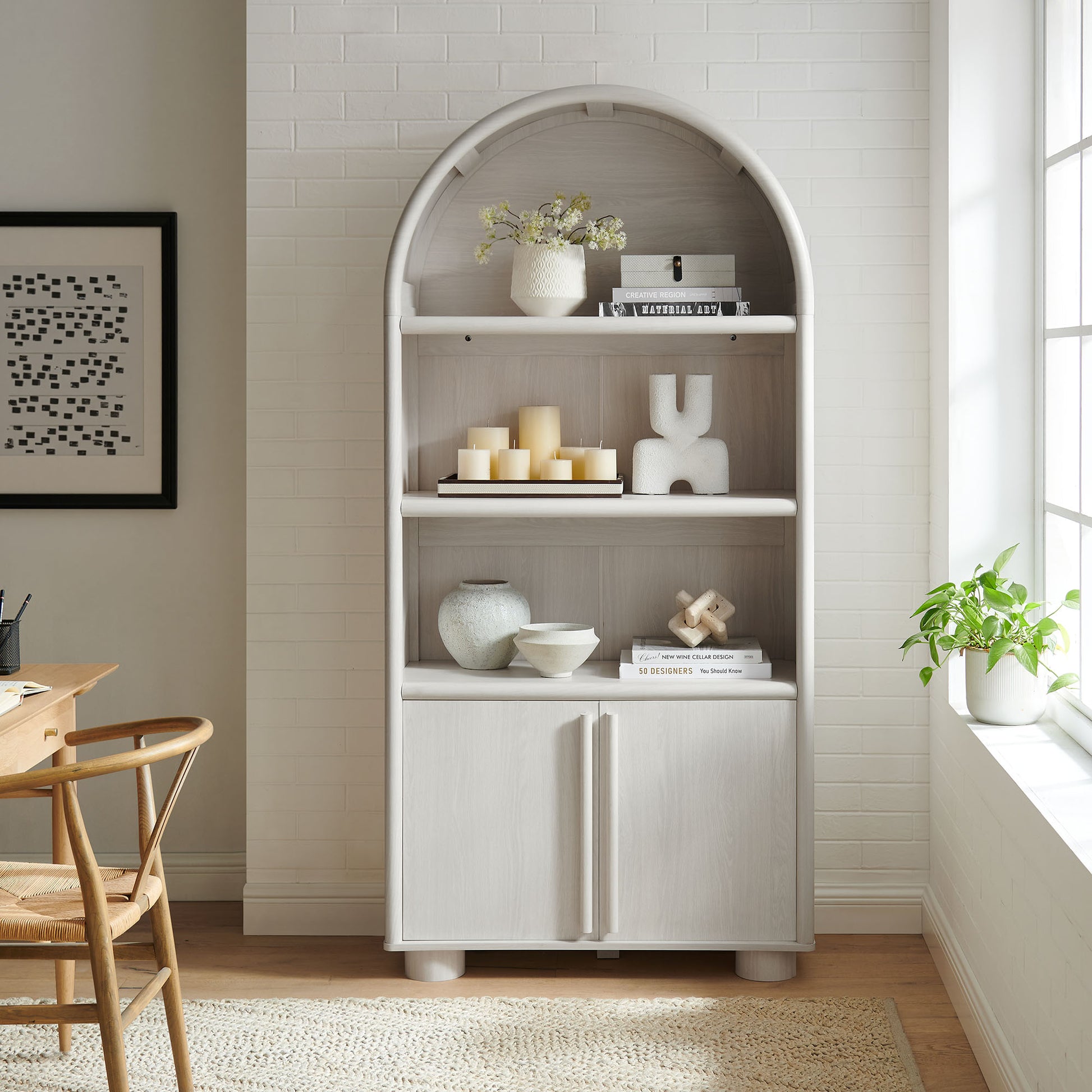 Bellamy Tall Arched Display Cabinet Bookcase by Modway EEI-7314 FredCo