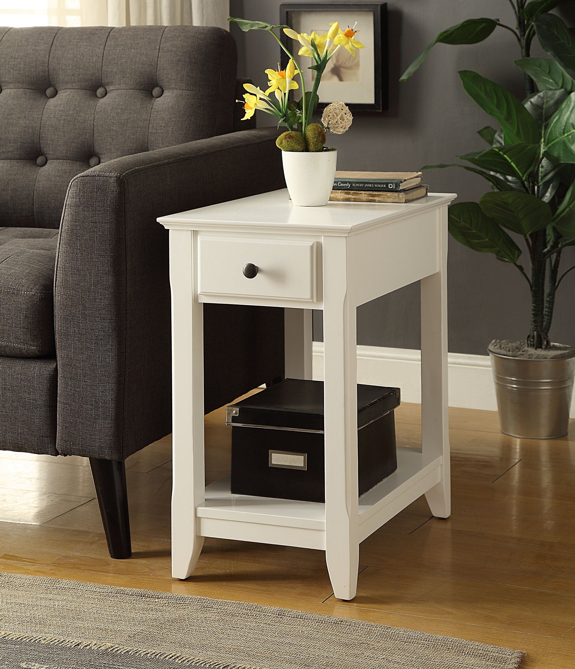 Bertie White Finish Accent Table FredCo