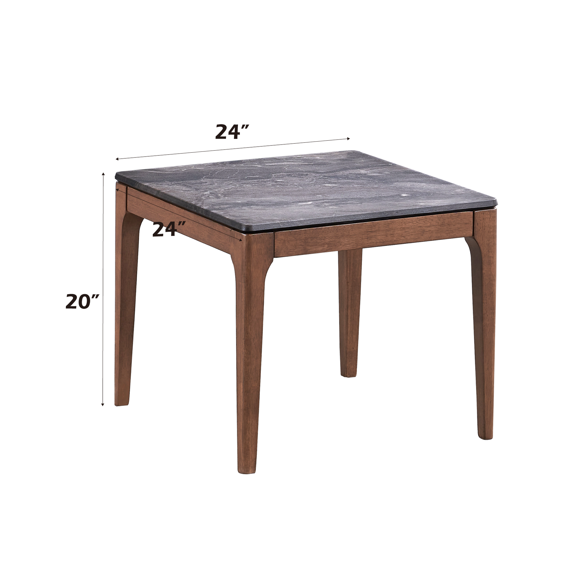 Bevis Engineered Stone Top & Walnut Finish End Table FredCo