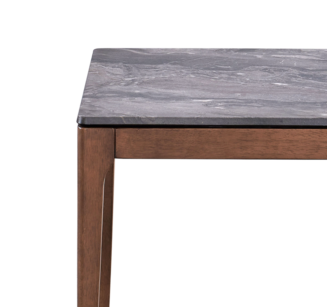 Bevis Engineered Stone Top & Walnut Finish End Table FredCo