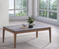 Bevis Engineered Stone Top & Walnut Finish Rectangular Coffee Table FredCo