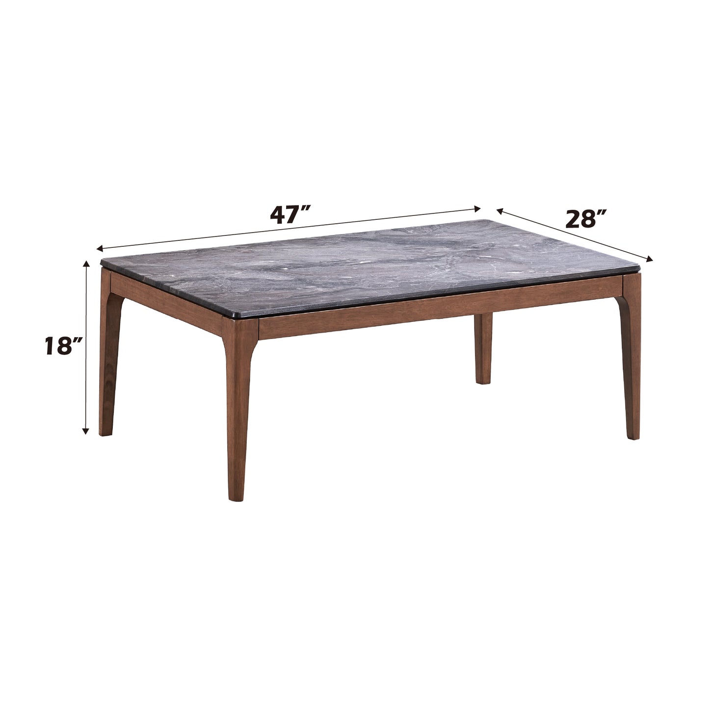 Bevis Engineered Stone Top & Walnut Finish Rectangular Coffee Table FredCo
