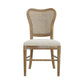 Classic Retro Dining Chair Set of 2 with Rattan Backrest, Dark Brown Rubberwood Frame, Beige Fabric Cushion FredCo