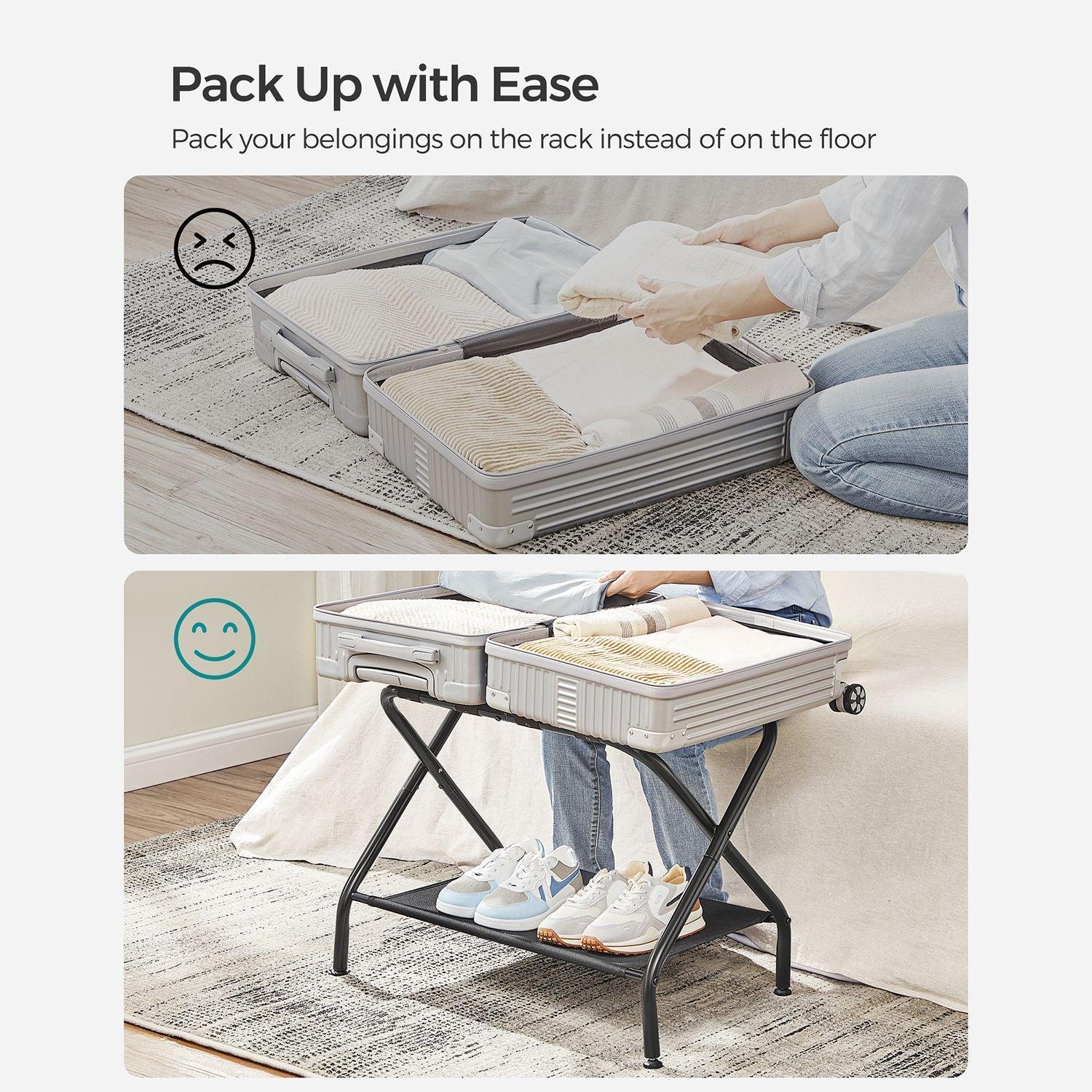 Black Foldable Luggage Rack FredCo