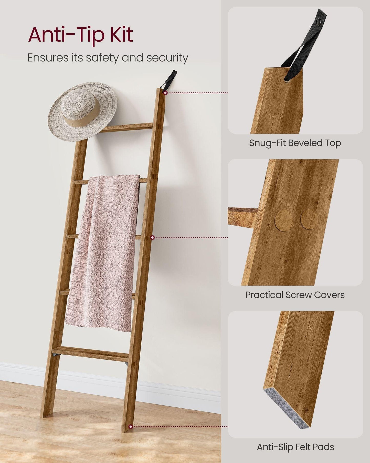 Blanket Ladder Decorative Farmhouse for The Living Room FredCo