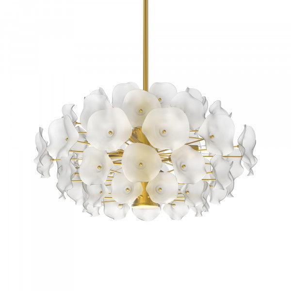 Bloom Chandelier, Iron & White Glass FredCo