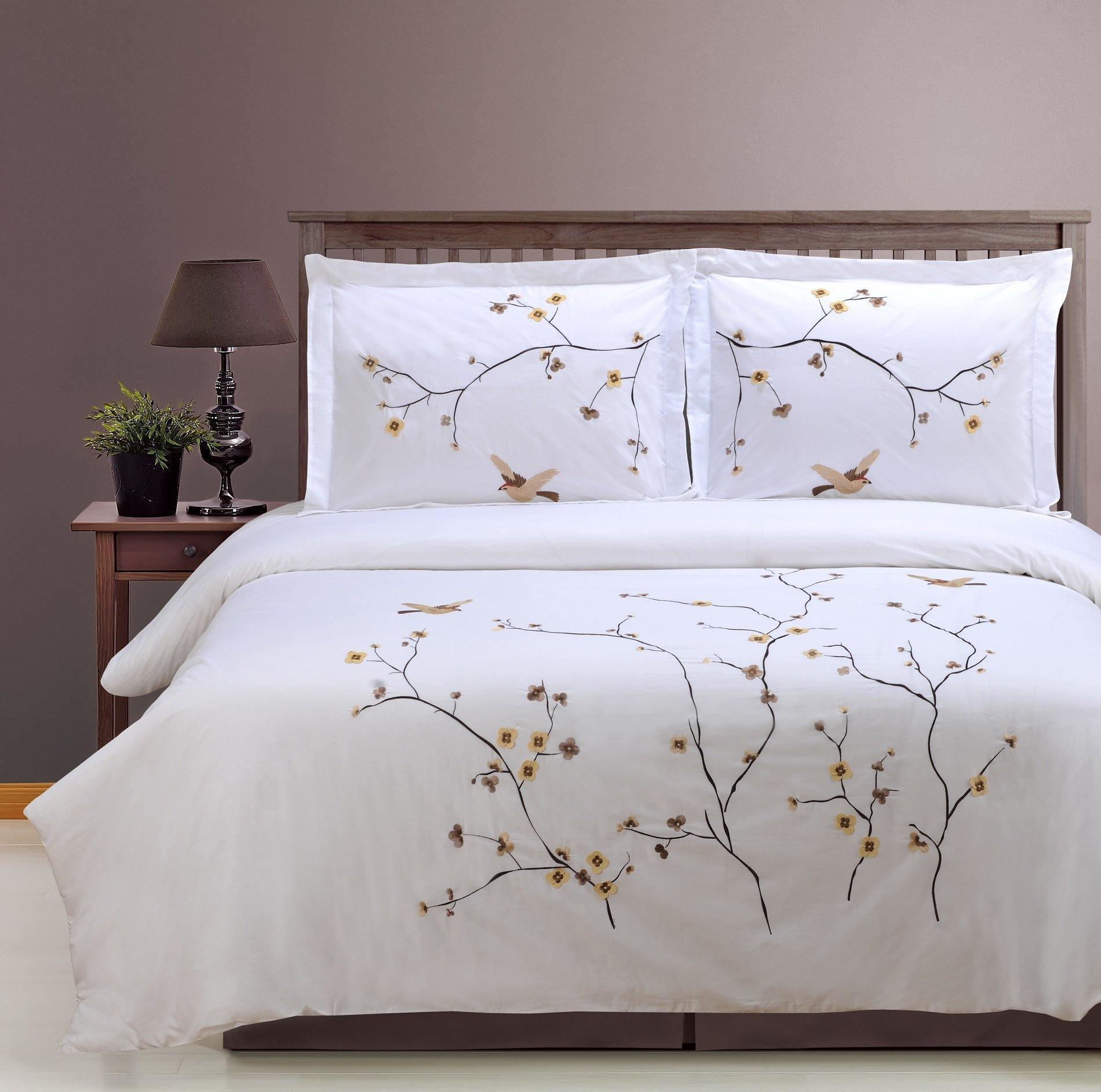 Blossom 100% Cotton Floral Duvet Cover and Pillow Sham Set FredCo