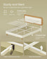 BOHOVEN Collection - Full Size Bed Frame with Rattan-Like Adjustable Headboard Cloud White and Oak Beige FredCo