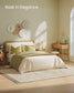 BOHOVEN Collection - Full Size Bed Frame with Rattan-Like Adjustable Headboard Cloud White and Oak Beige FredCo
