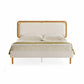 BOHOVEN Collection - Full Size Bed Frame with Rattan-Like Adjustable Headboard Cloud White and Oak Beige FredCo