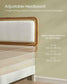 BOHOVEN Collection - Full Size Bed Frame with Rattan-Like Adjustable Headboard Cloud White and Oak Beige FredCo