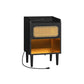 BOHOVEN Collection - Nightstand with Charging Station Rattan-Like Ebony Black FredCo