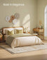 BOHOVEN Collection - Queen Bed Frame with Rattan-Like Adjustable Headboard Cloud White and Oak Beige FredCo