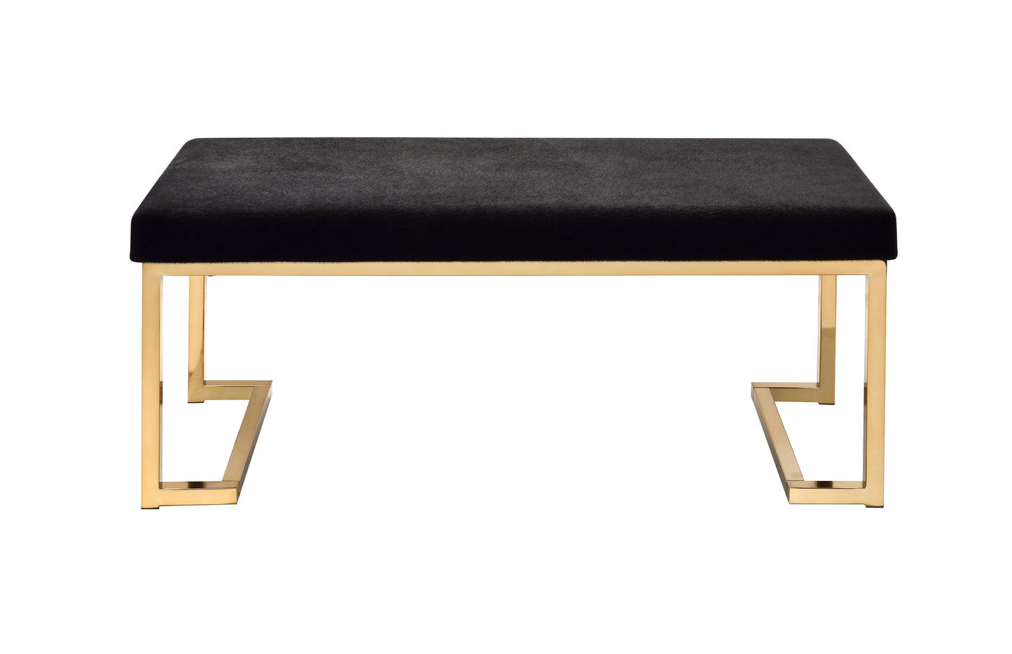 Boice Black Fabric & Champagne Finish Bench FredCo
