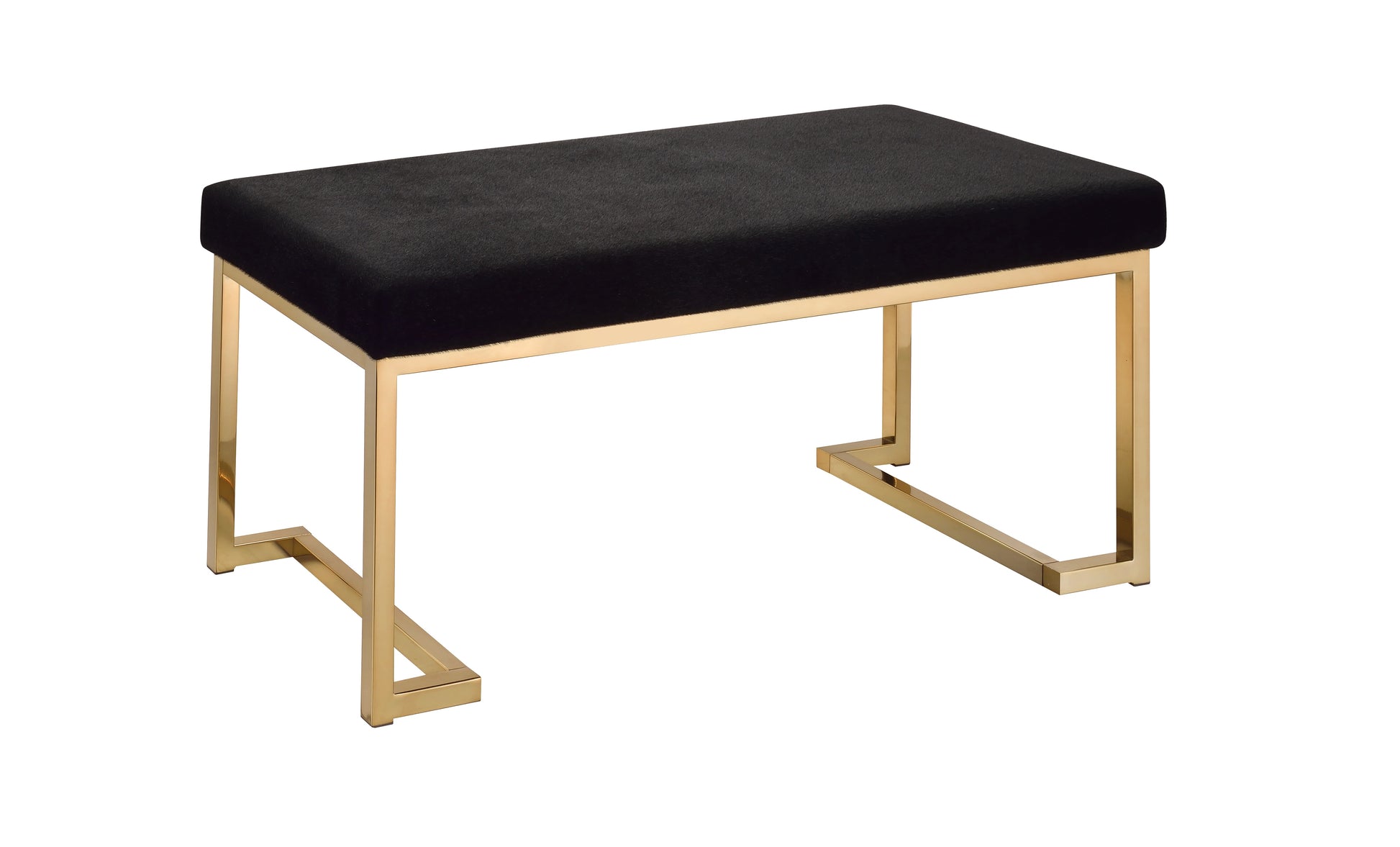 Boice Black Fabric & Champagne Finish Bench FredCo