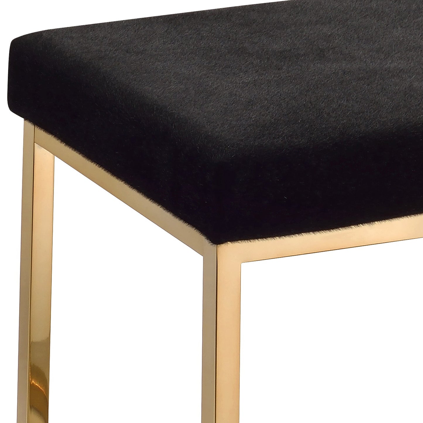 Boice Black Fabric & Champagne Finish Bench FredCo