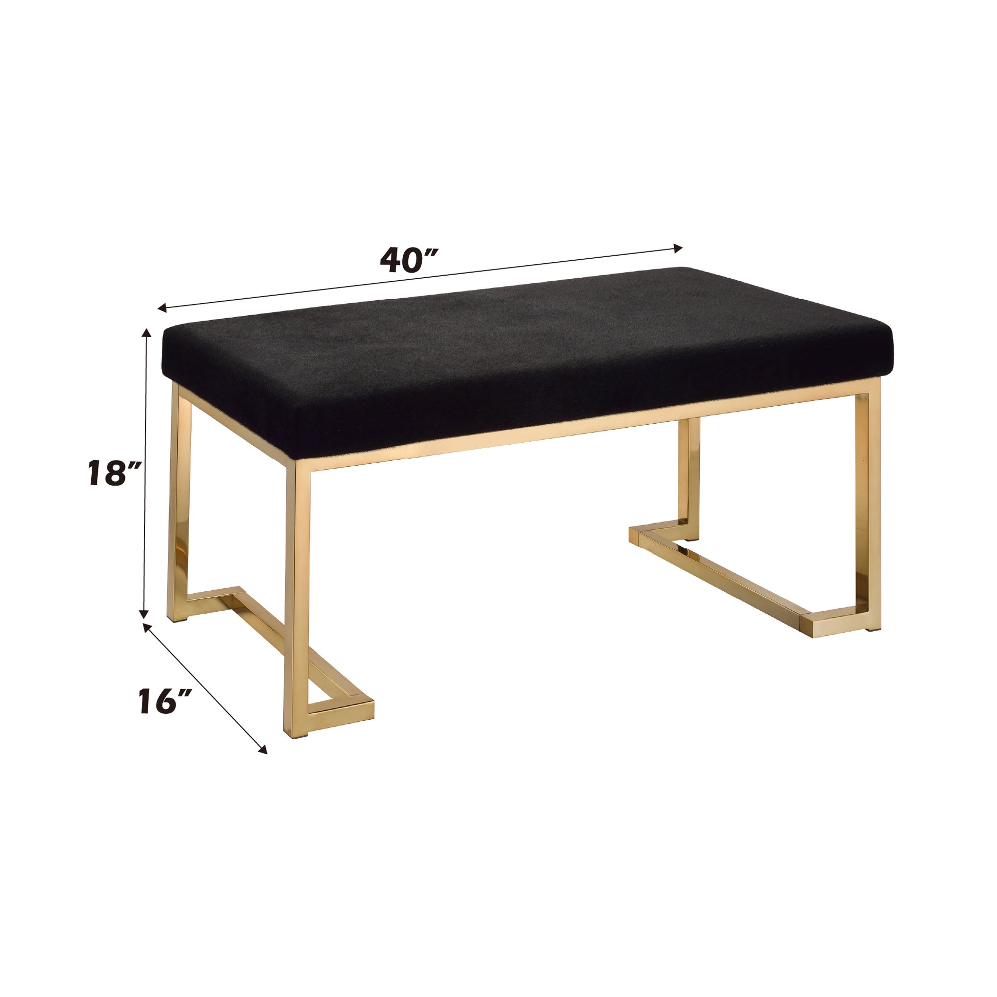 Boice Black Fabric & Champagne Finish Bench FredCo