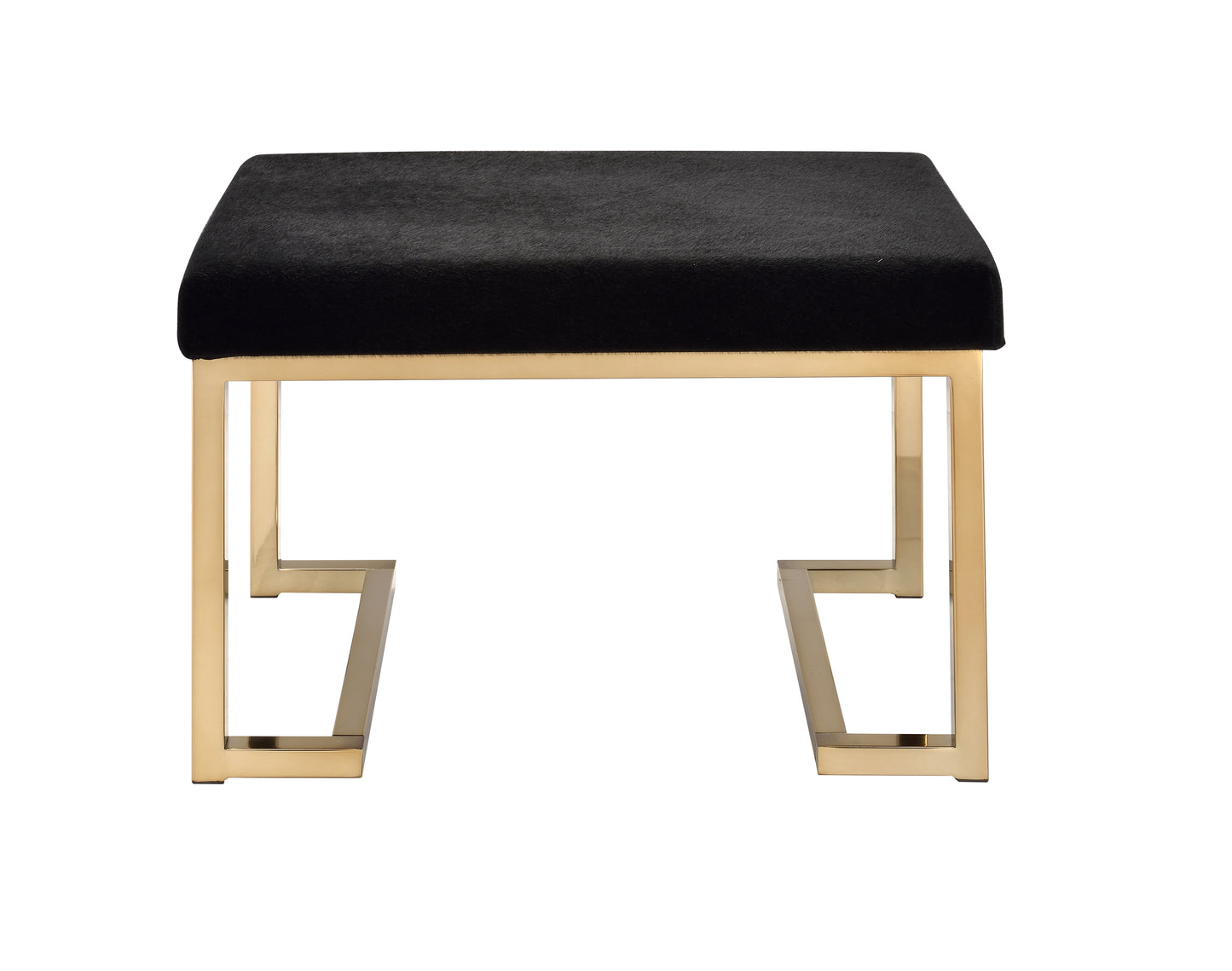 Boice Black Fabric & Champagne Finish Ottoman FredCo