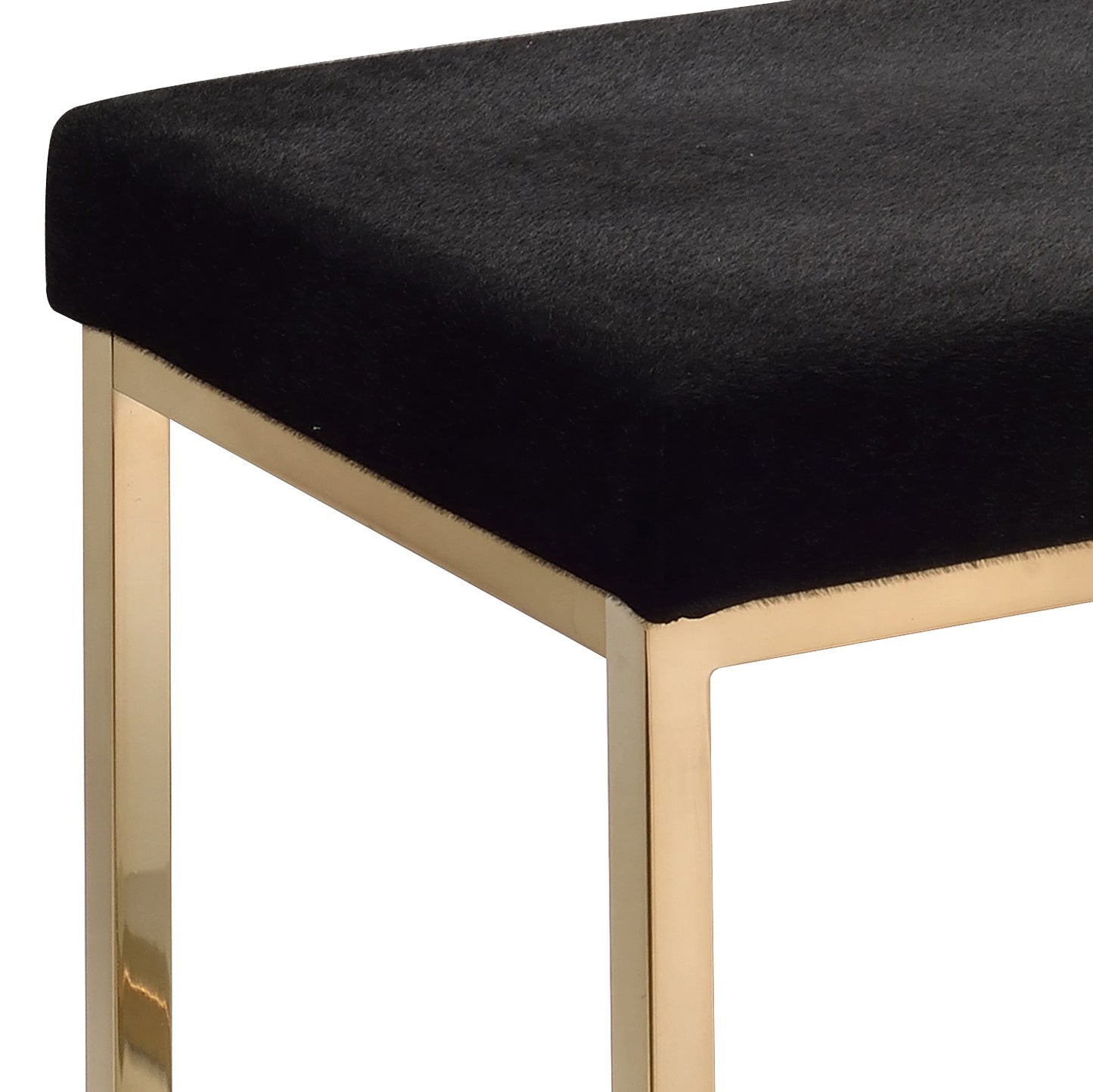 Boice Black Fabric & Champagne Finish Ottoman FredCo