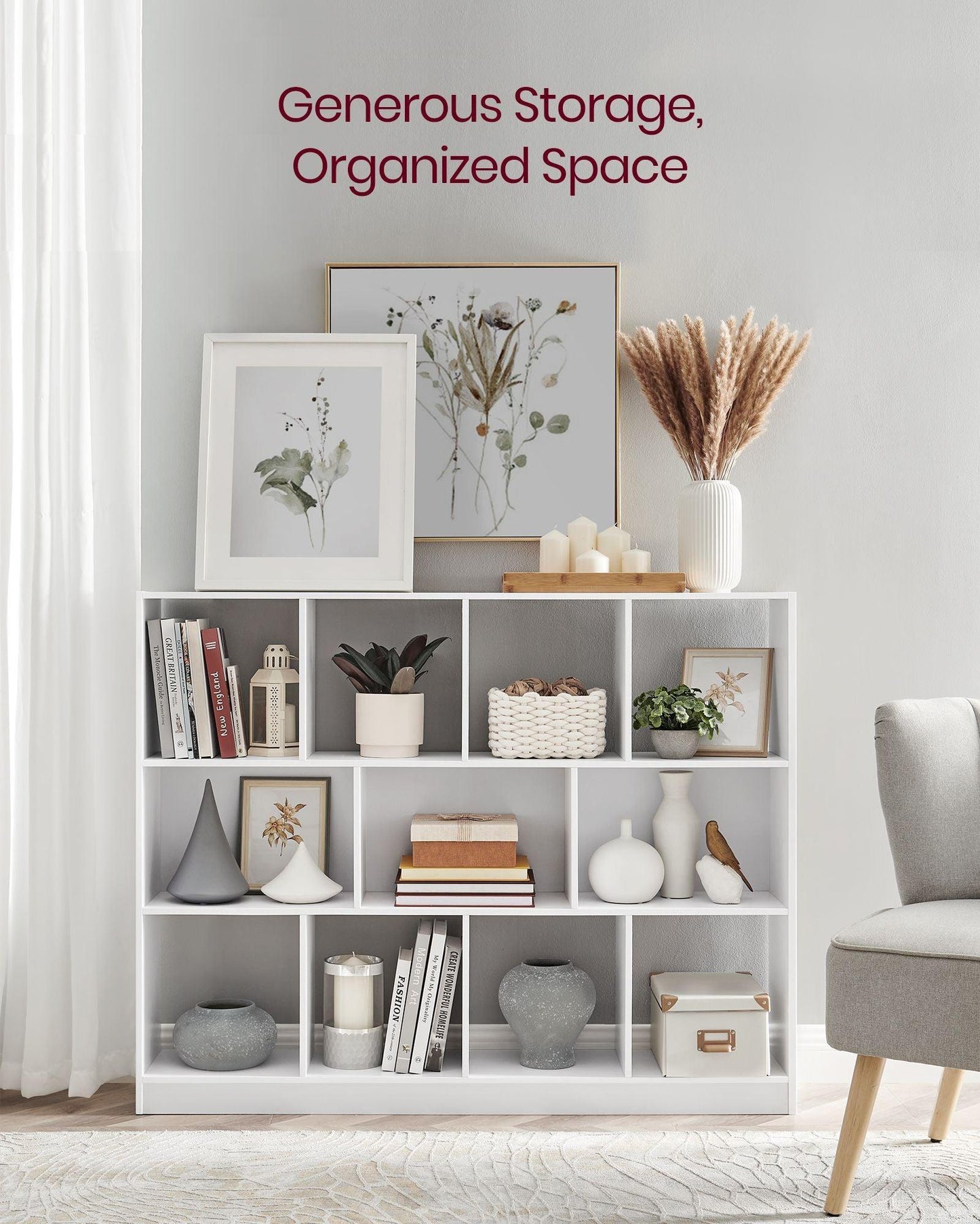 Bookshelf with 11 Storage Compartments FredCo