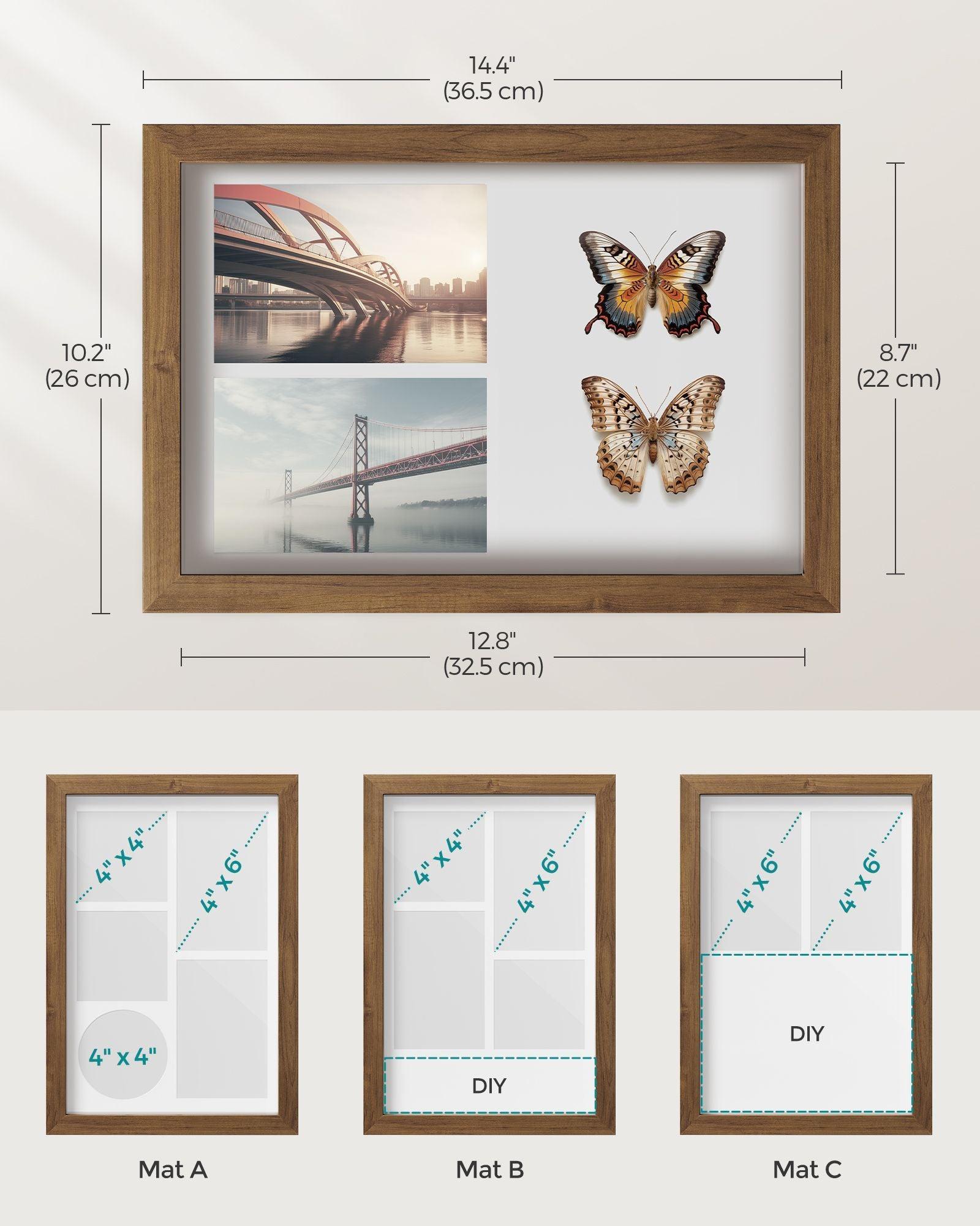 Box Picture Photo Frame with 8 Wood Push Pins FredCo