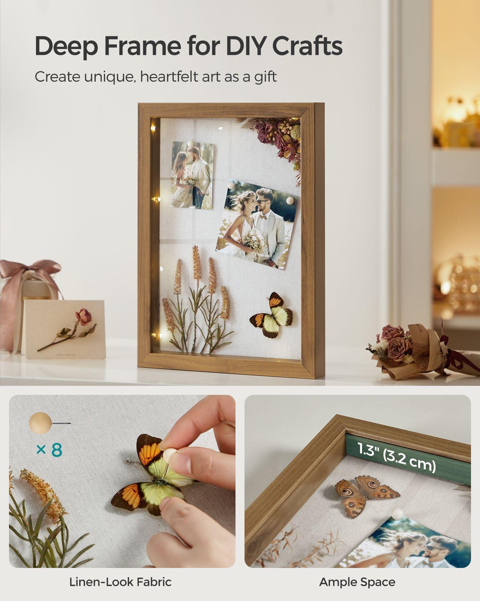 Box Picture Photo Frame with 8 Wood Push Pins FredCo