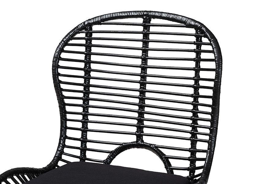 Brenna Modern Bohemian Black Finished Wood and Rattan 5-Piece Dining Set FredCo