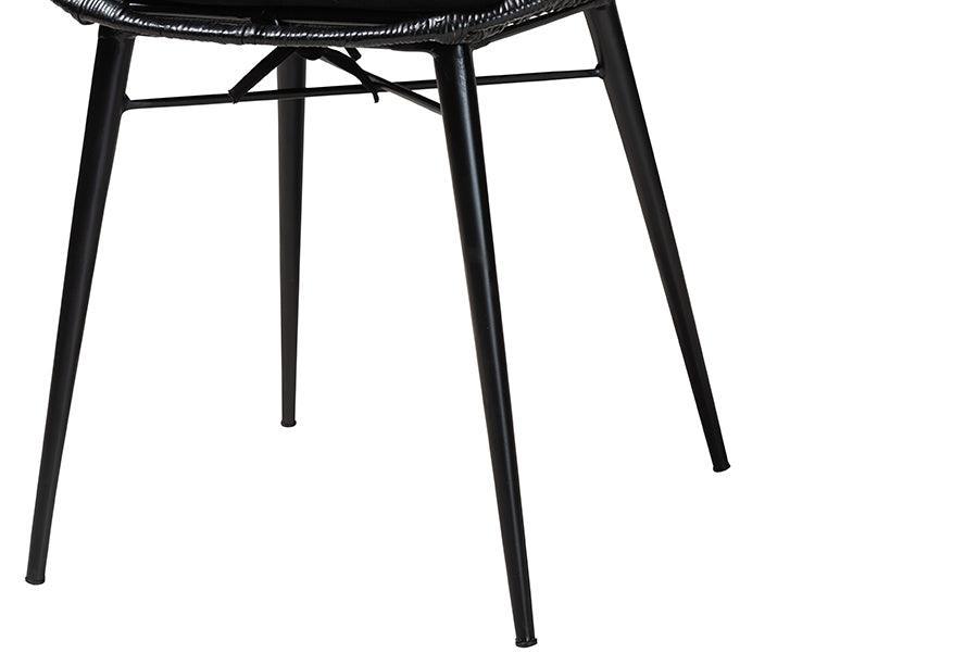Brenna Modern Bohemian Black Finished Wood and Rattan 5-Piece Dining Set FredCo