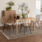 Brenna Modern Bohemian Greywashed Rattan and Natural Brown Finished Wood 5-Piece Dining Set FredCo