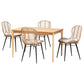 Brenna Modern Bohemian Greywashed Rattan and Natural Brown Finished Wood 5-Piece Dining Set FredCo