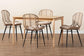 Brenna Modern Bohemian Greywashed Rattan and Natural Brown Finished Wood 5-Piece Dining Set FredCo