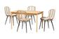 Brenna Modern Bohemian Greywashed Rattan and Natural Brown Finished Wood 5-Piece Dining Set FredCo