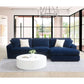 Breton Blue Corduroy Sectional Sofa w/4 Pillows FredCo