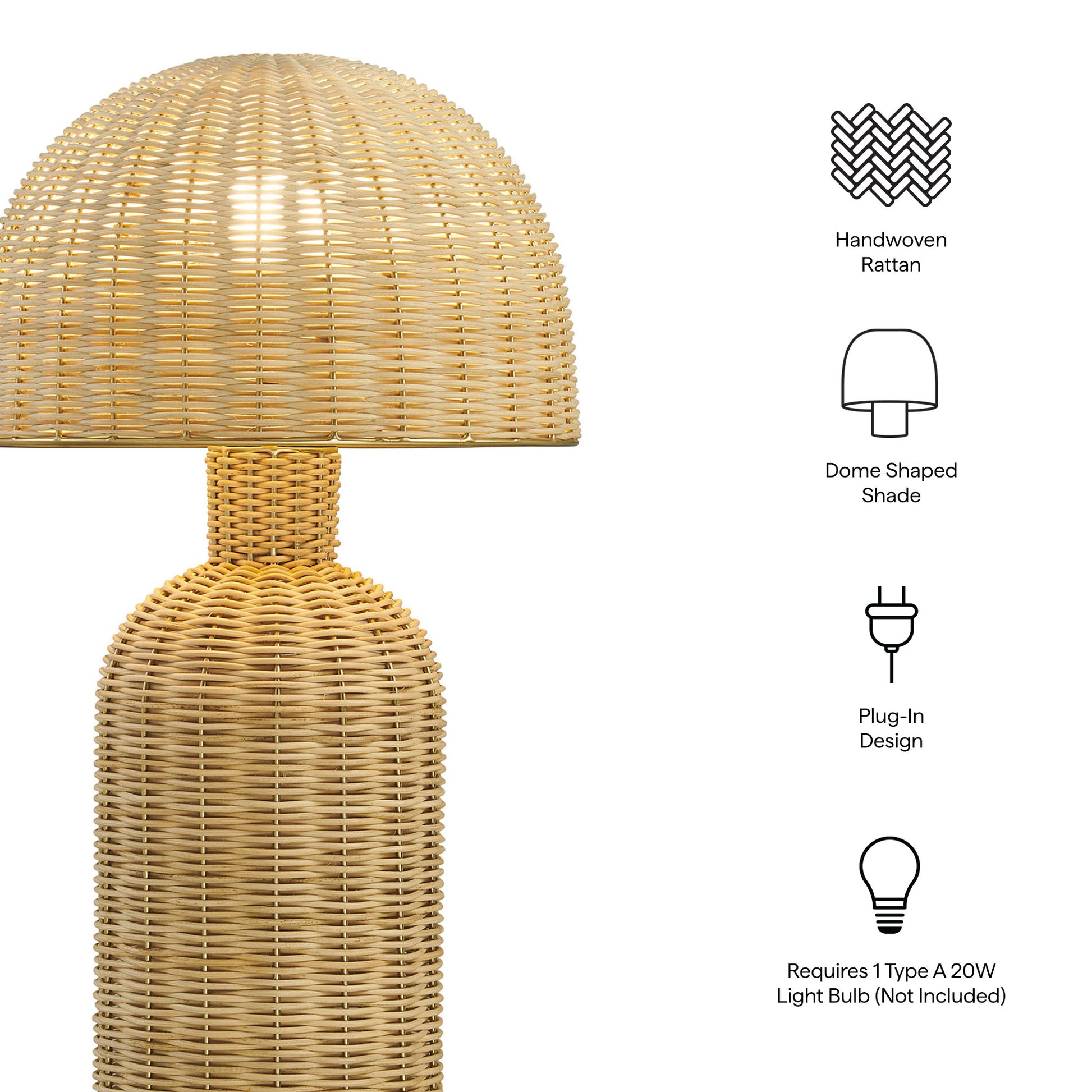 Briar Rattan Table Lamp by Modway EEI-7191 FredCo