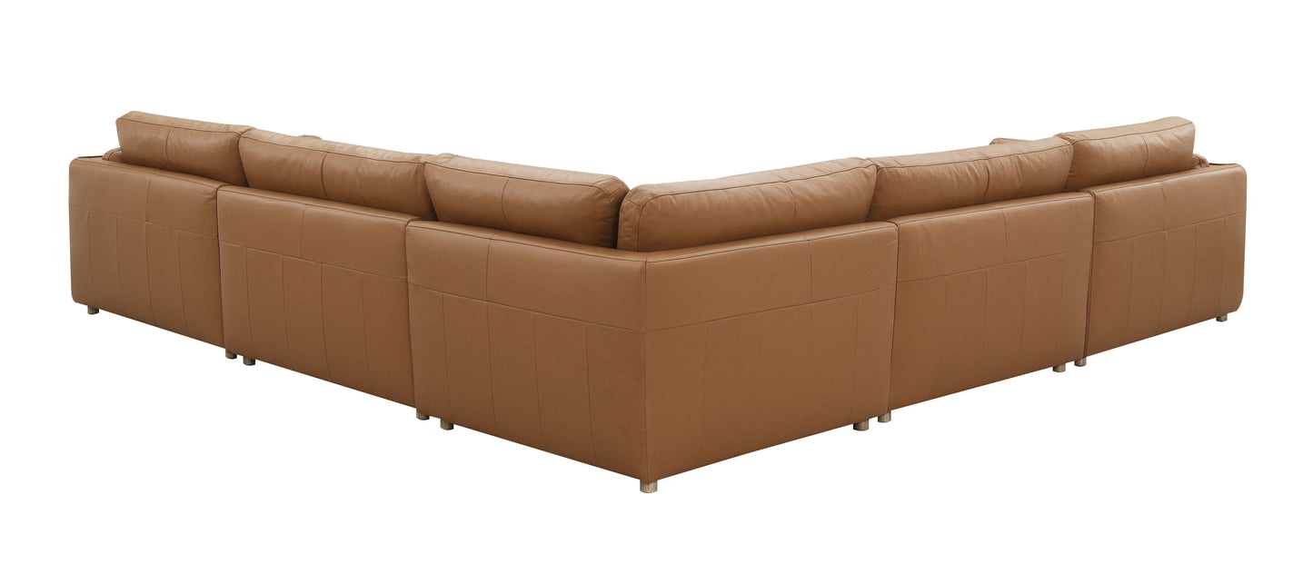 Brighton Top Grain Leather 5 Pieces Modular Sectional FredCo