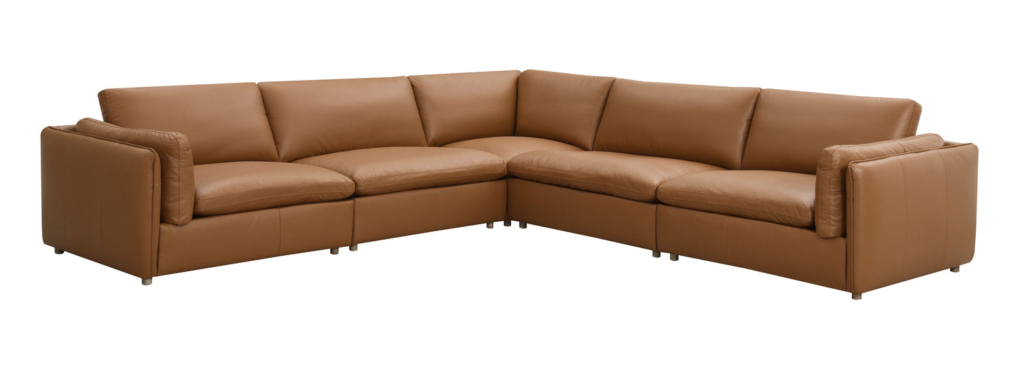Brighton Top Grain Leather 5 Pieces Modular Sectional FredCo