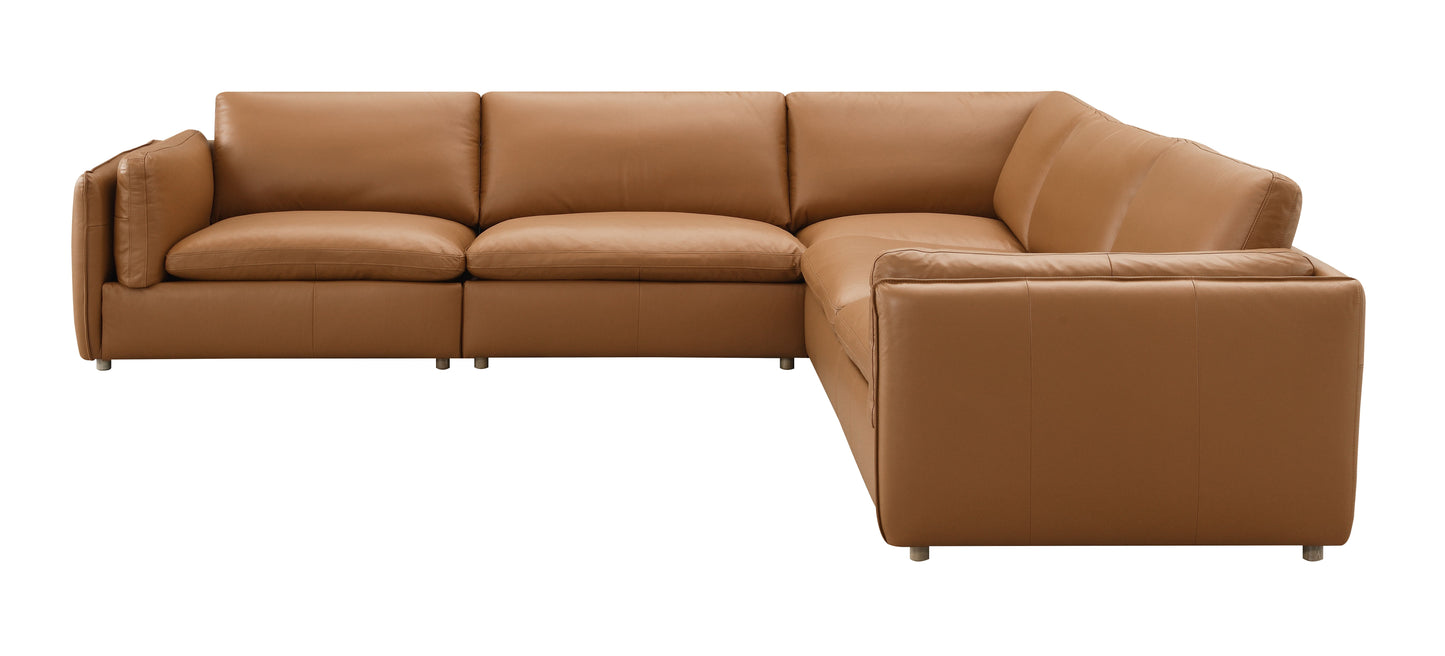 Brighton Top Grain Leather 5 Pieces Modular Sectional FredCo