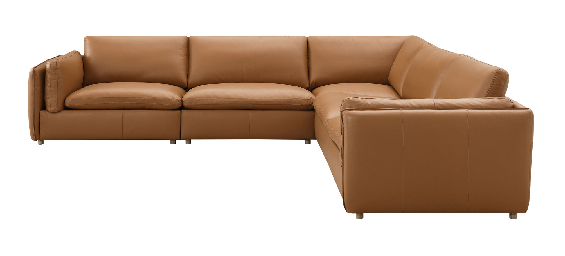 Brighton Top Grain Leather 5 Pieces Modular Sectional FredCo
