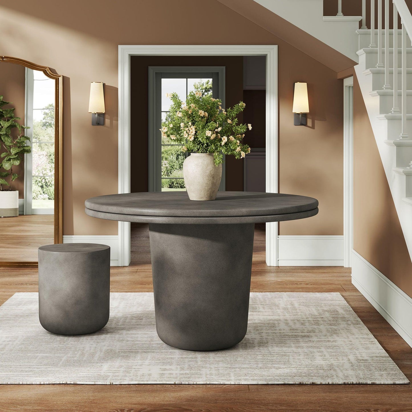 Brion 48" Indoor - Outdoor Patio Concrete Round Dining Table by Modway FredCo