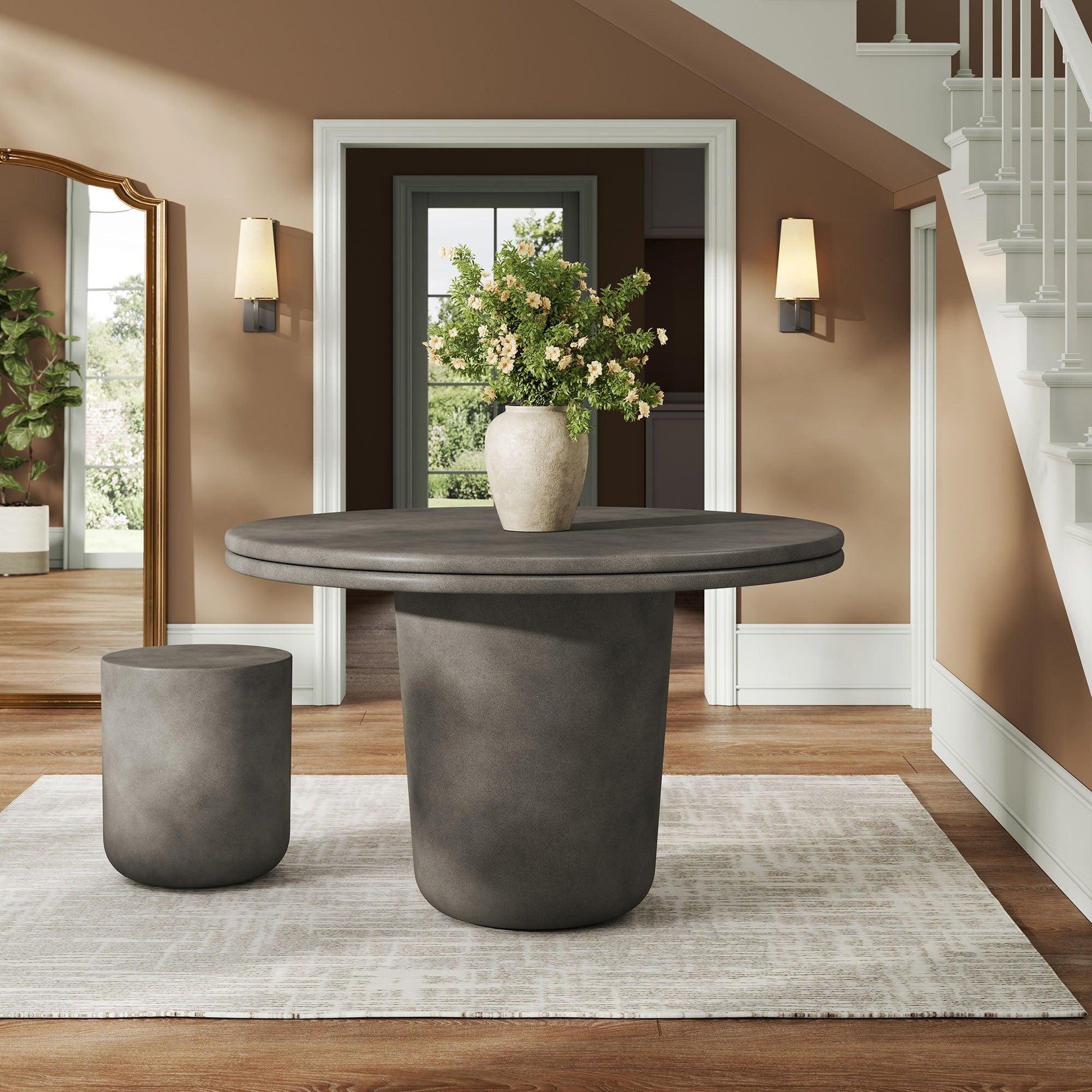 Brion 48" Indoor - Outdoor Patio Concrete Round Dining Table by Modway FredCo