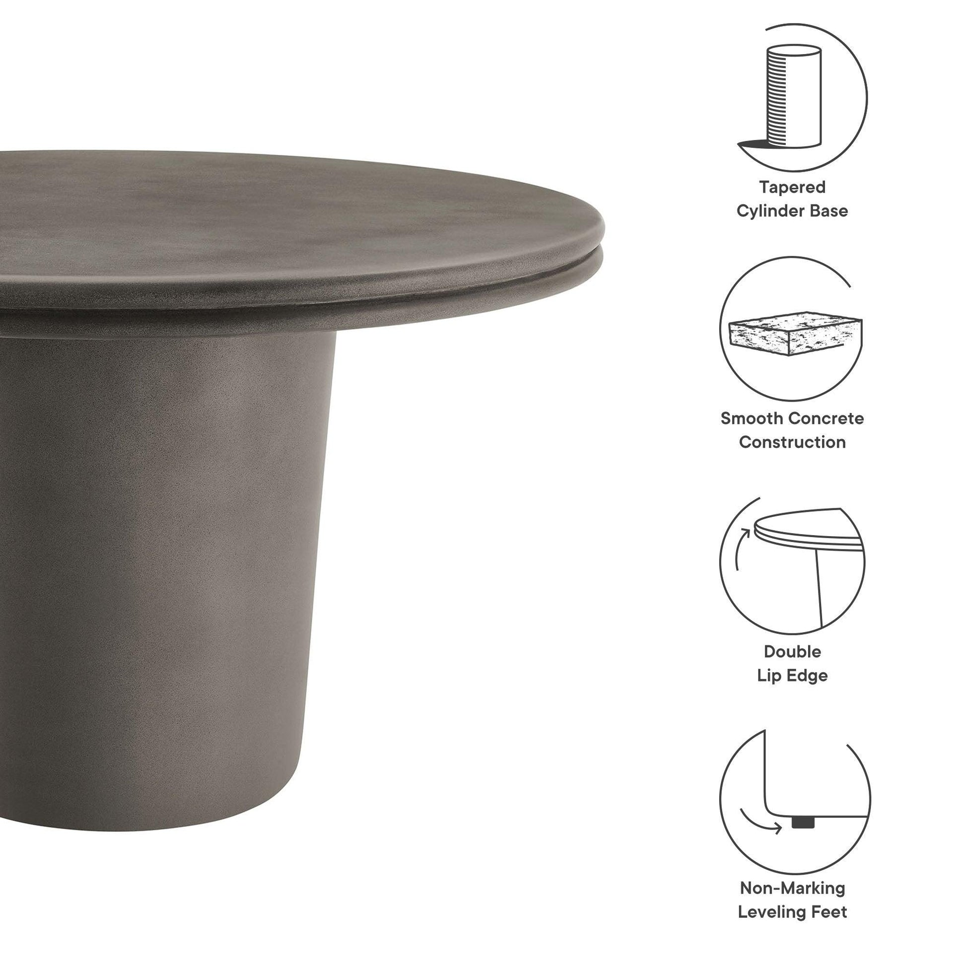 Brion 48" Indoor - Outdoor Patio Concrete Round Dining Table by Modway FredCo