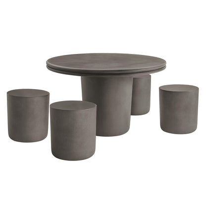 Brion Indoor - Outdoor Patio Concrete 5 Piece Dining Table Set by Modway FredCo