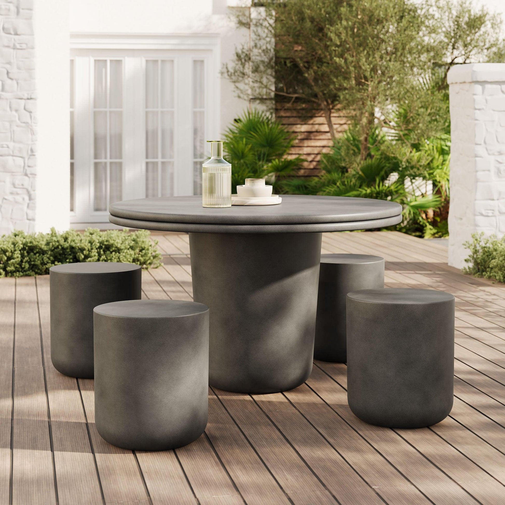Brion Indoor - Outdoor Patio Concrete 5 Piece Dining Table Set by Modway FredCo