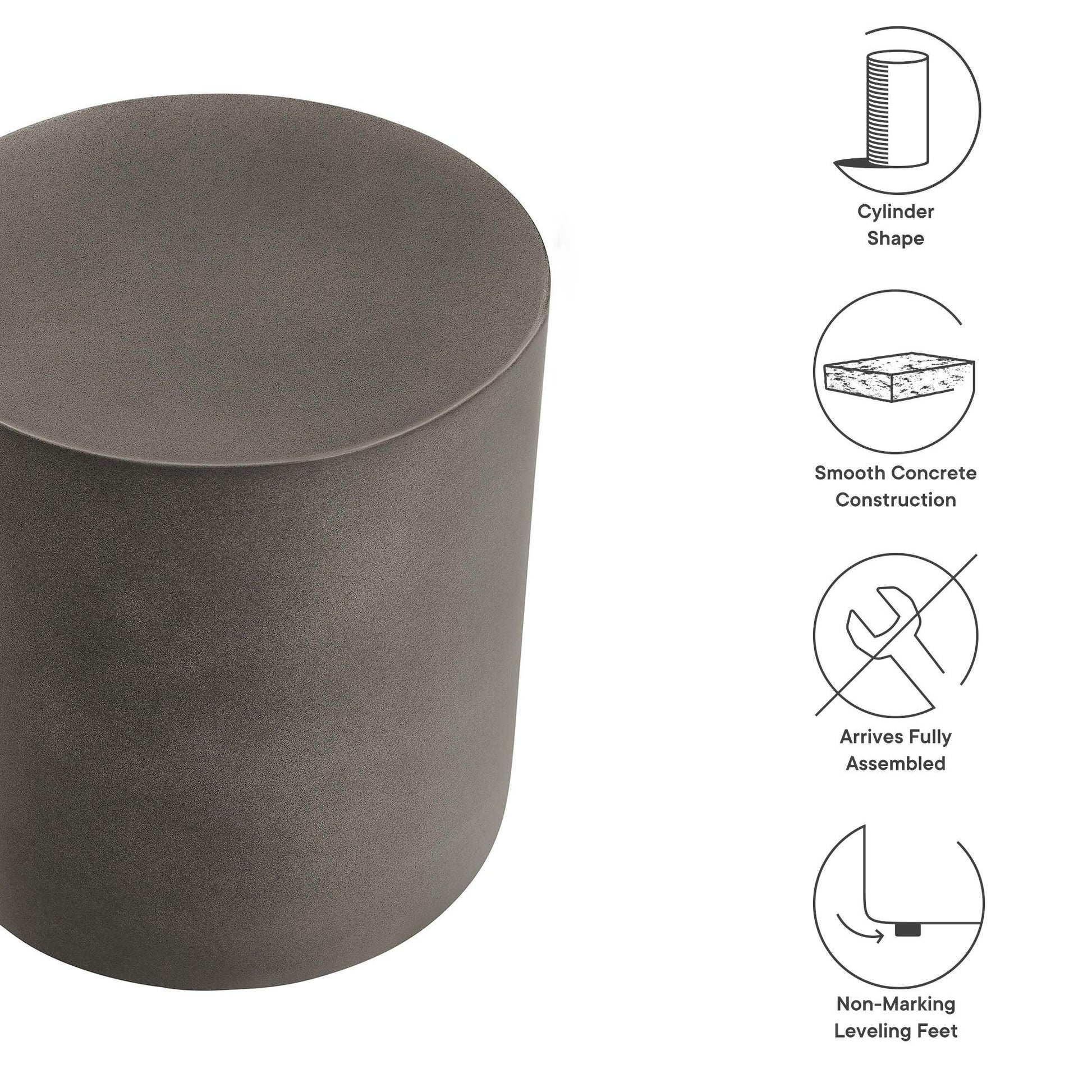 Brion Indoor - Outdoor Patio Concrete Stool by Modway FredCo