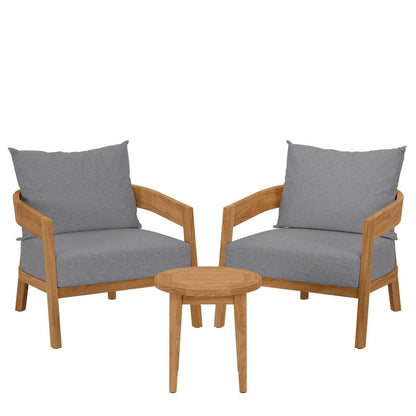 Brisbane 3-Piece Teak Wood Outdoor Patio Set, EEI-5835 FredCo