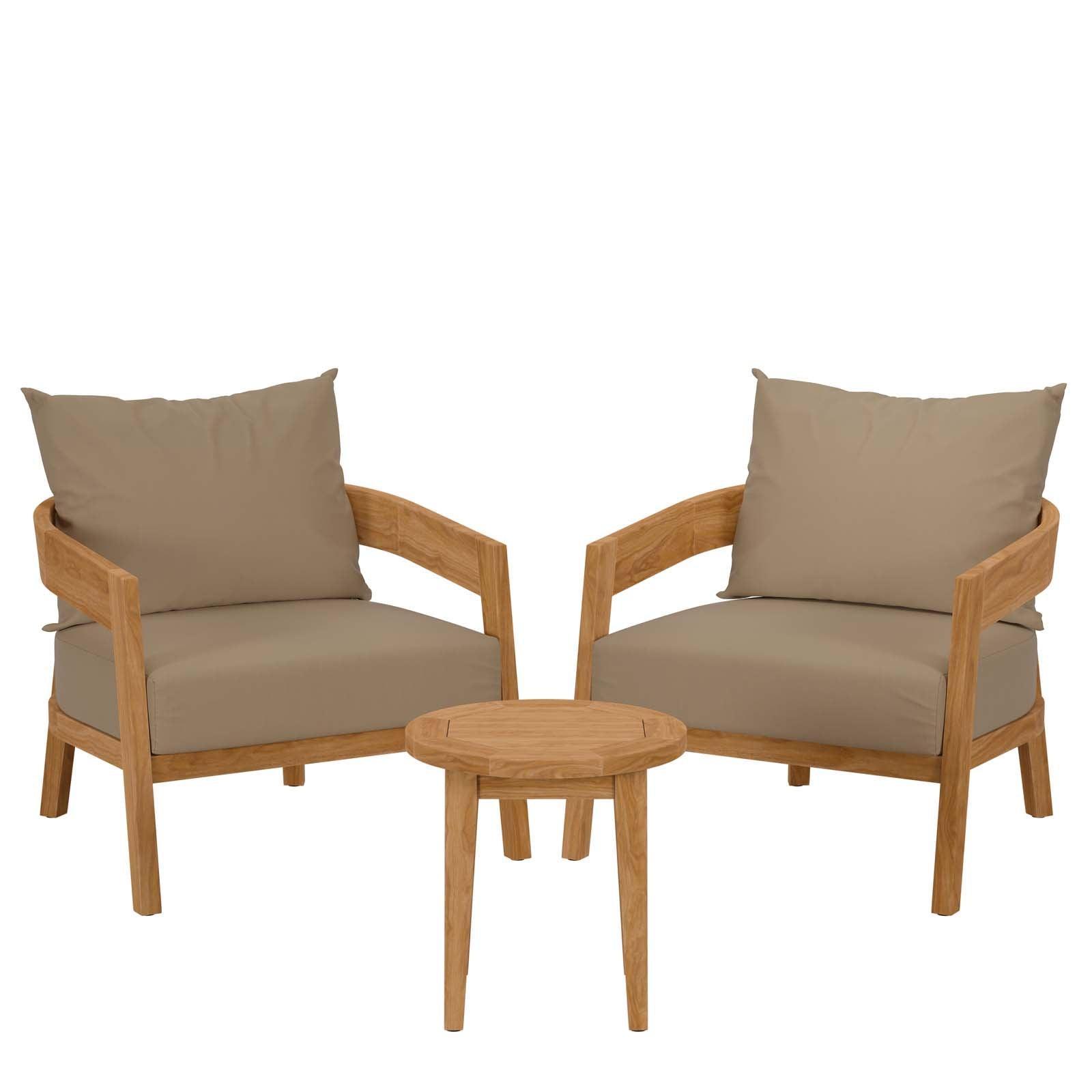 Brisbane 3-Piece Teak Wood Outdoor Patio Set, EEI-5835 FredCo