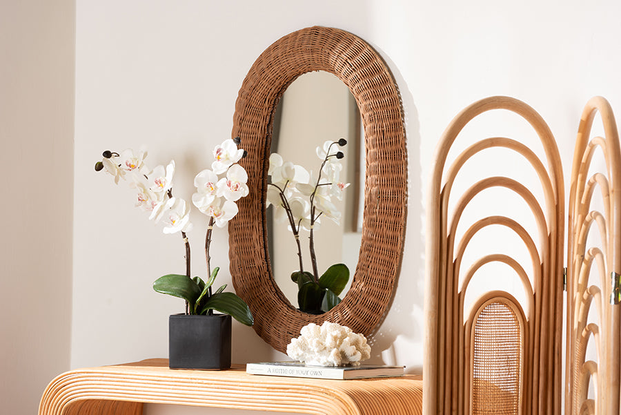 Brisia Natural Rattan Oval Mirror FredCo